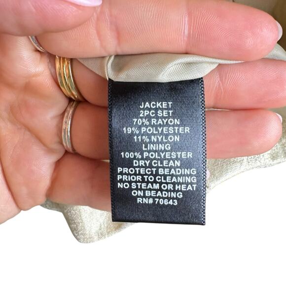 Jessica Howard Tan Gold Tiered Ruffle Sleeveless 2 Piece Jacket Formal Dress Set - Picture 16 of 16